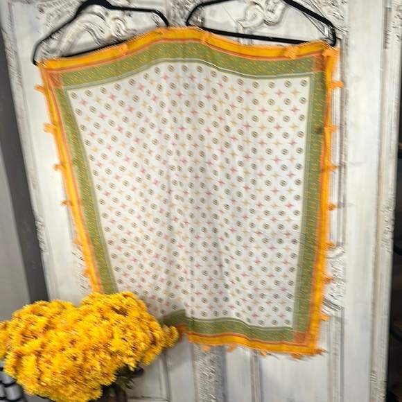 Elegant Multicolor Scarf with Embroidered Fringe - Picture 3 of 5